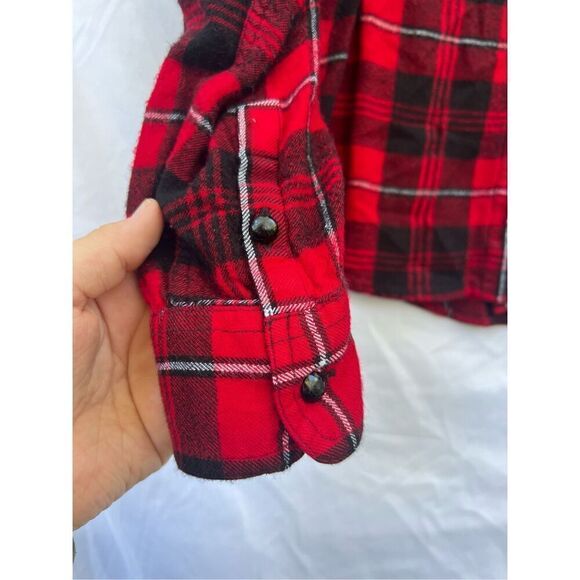 Chaps Red And Black Plaid Button Up Shirt Woman’s Large - Picture 6 of 8
